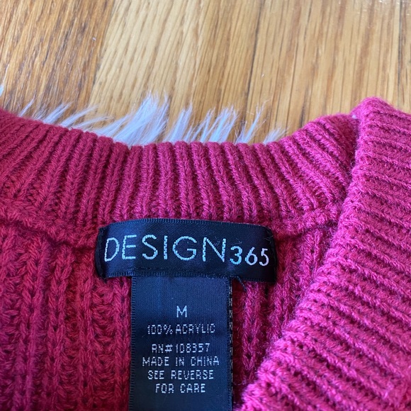 Design365 Cable Knit Pink Puff Sleeve Pullover Sweater. - Picture 3 of 5